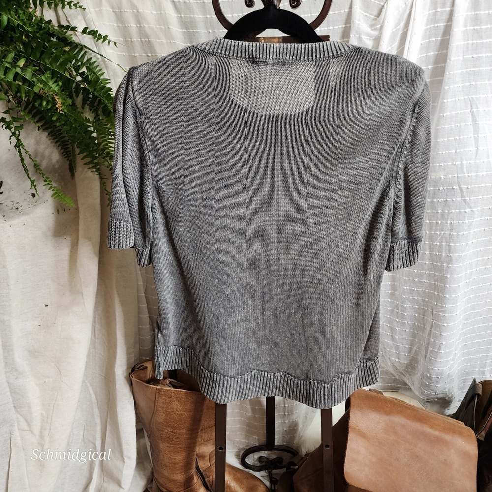 Anthropologie Cloth & Stone Grey Tencel Lyocell V-Neck Tunic Blouse Large L